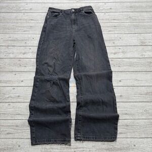 Garage Jeans Women's 5/27 Black Denim Wide Leg Distressed High Rise Baggy Skater